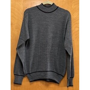 VTG Euro Flash Womens Turtle Neck Sweater Made In Poland Gray Black Sz M